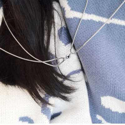 Meet Me At Midnight Discoball Magnetic Necklace Set, Magnetic Necklace Gift for Best Friend, Matching Lover Necklace, 2 pcs Couple Necklace