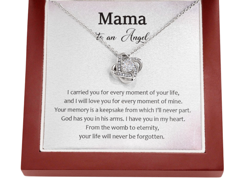 Mama To An Angel I Have You In My Heart Love Knot Necklace Loss of Baby Gift |  Pregnancy Loss Gift | Sorry For Your Loss Gift