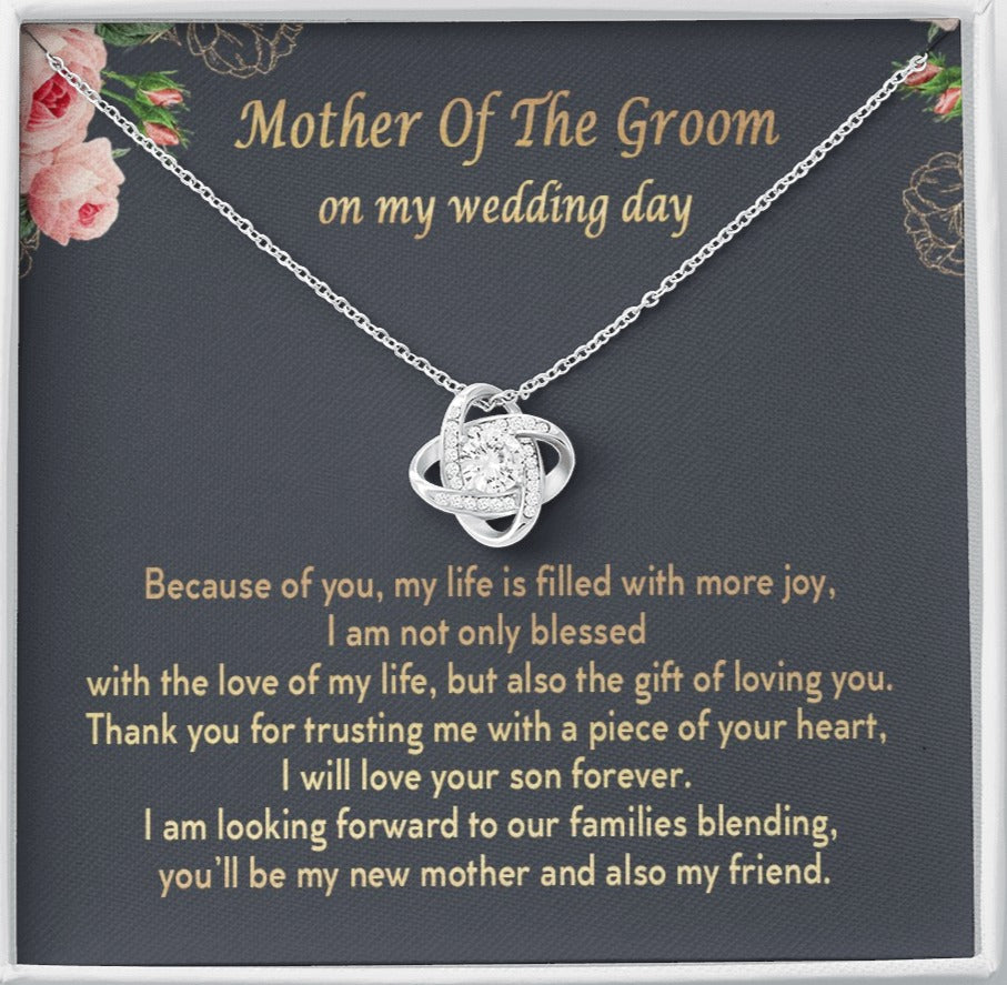Mother Of The Groom My Life Is Filled With More Joy Love Knot Necklace | Mother In Law Gift |  Bride to Mother In Law Gift