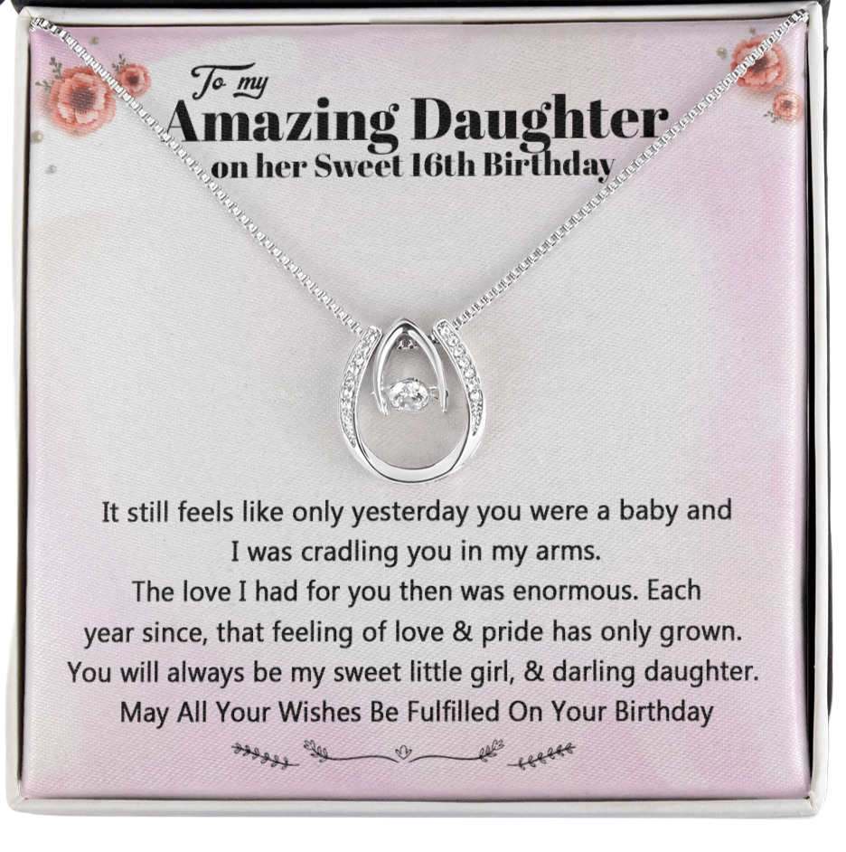 To My Amazing Daughter Sweet 16 Birthday Necklace | Gift For Daughter's 16th Birthday | Sweet 16 Birthday Gift
