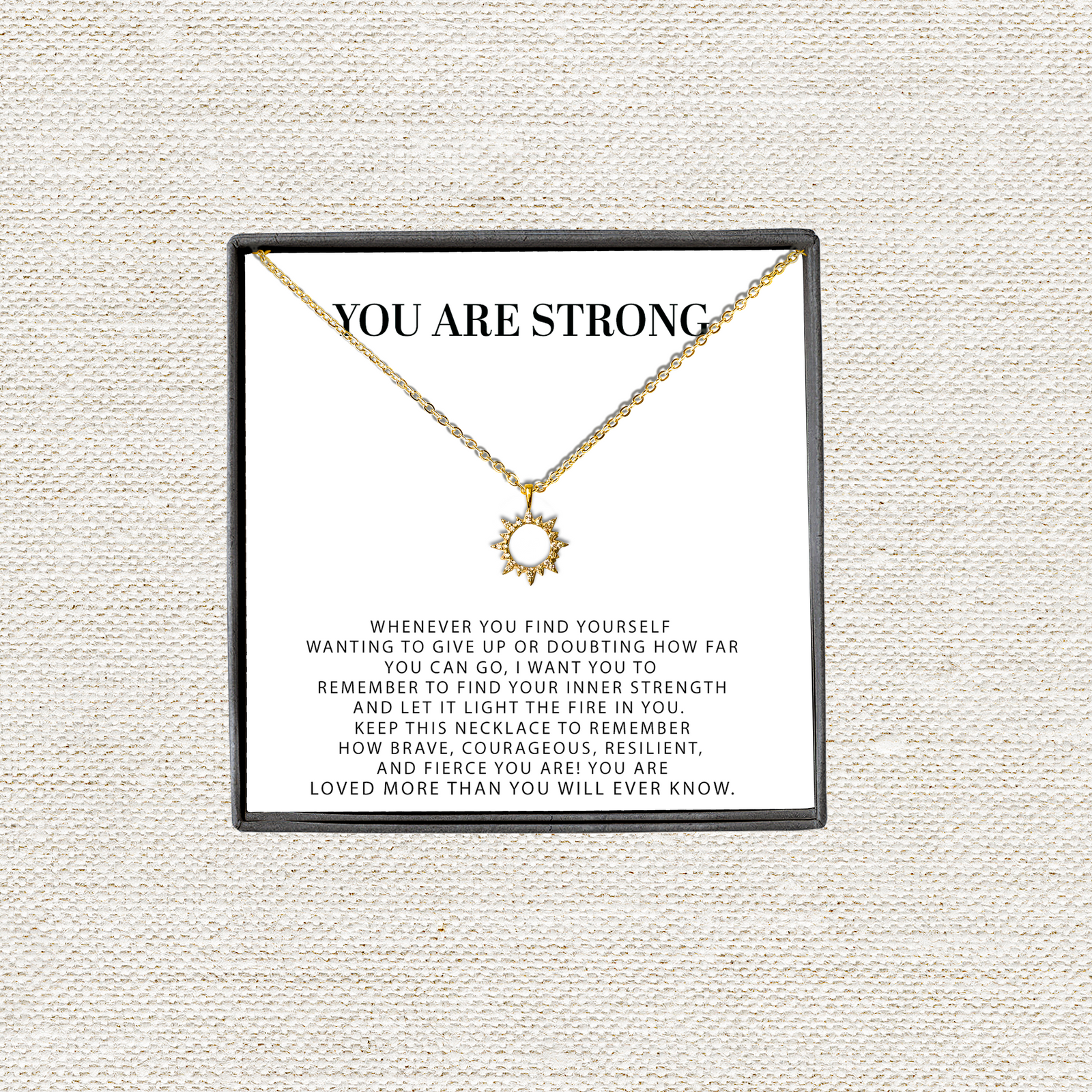 You Are Strong Motivational Minimalist Sun Pendant | Fire In You Dainty Sun Pendant Strength Necklace | Inspirational Sun Necklace | Encouragement Gift