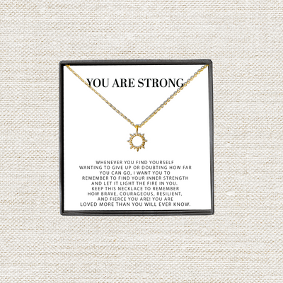 You Are Strong Motivational Minimalist Sun Pendant | Fire In You Dainty Sun Pendant Strength Necklace | Inspirational Sun Necklace | Encouragement Gift