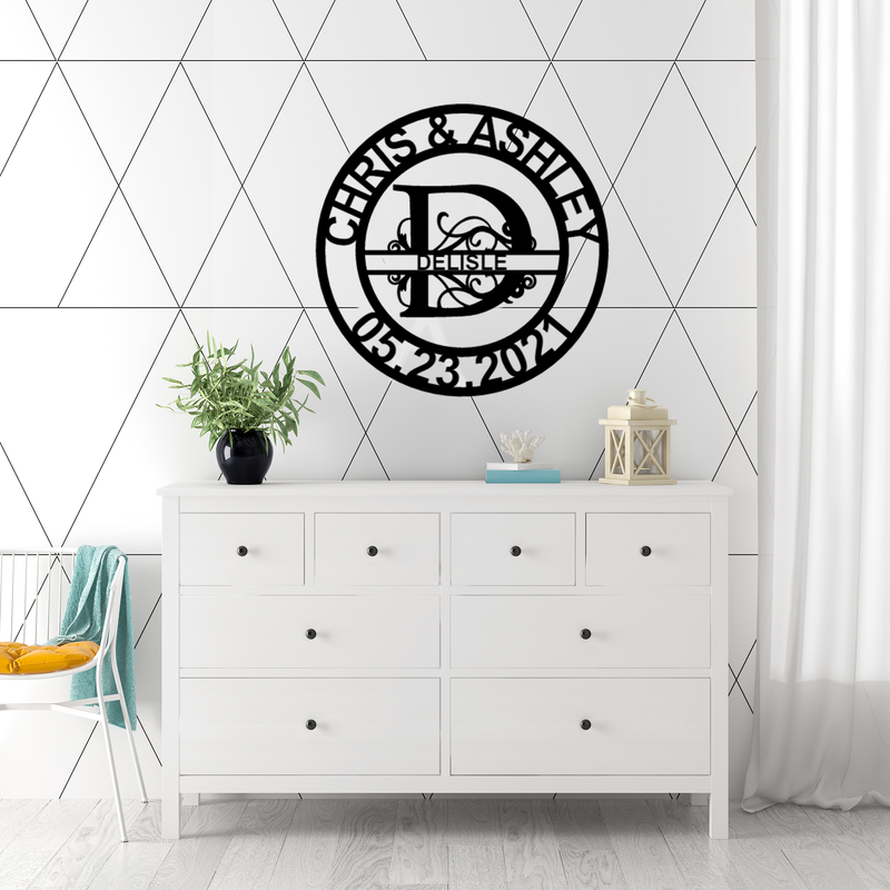 Personalized Elaborate Split Letter Family Name Steel Sign | Custom Entryway Wall Art| Housewarming Gift Idea