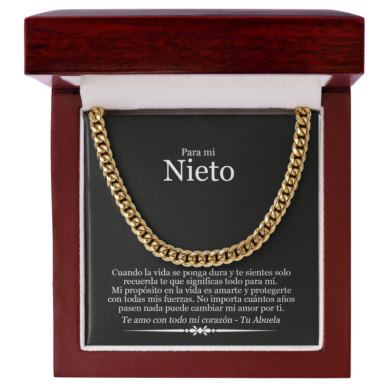 Para Mi Nieto Te Amo Con Todo Mi Corazon Cuban Link Chain Necklace | Regalo Para Nieto | Regalo de Navidad
