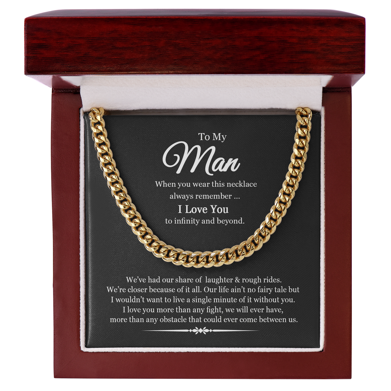 To My Man We're Closer Because of It All Link Chain Necklace |  Romantic Gift for Husband |  Anniversary & Birthday Gift