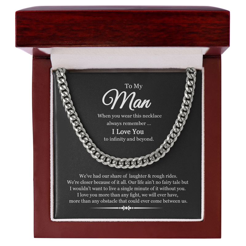 To My Man We're Closer Because of It All Link Chain Necklace |  Romantic Gift for Husband |  Anniversary & Birthday Gift