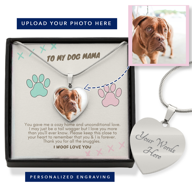To My Dog Mama, I Woof Love You Dog Necklace | Puppy Personalized Necklace, Personalized Pet Necklace, Gift for Her, Pet Jewelry
