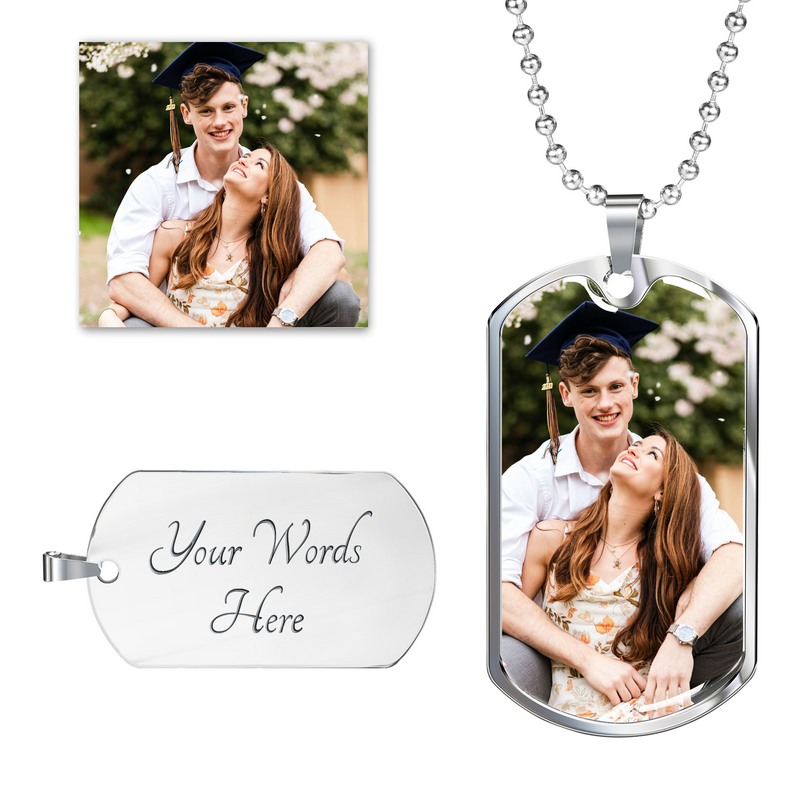Personalized Graduation Gift for Boyfriend Photo Upload Dog Tag | Couple Best Friends Graduation Gift, Gift for Boyfriend