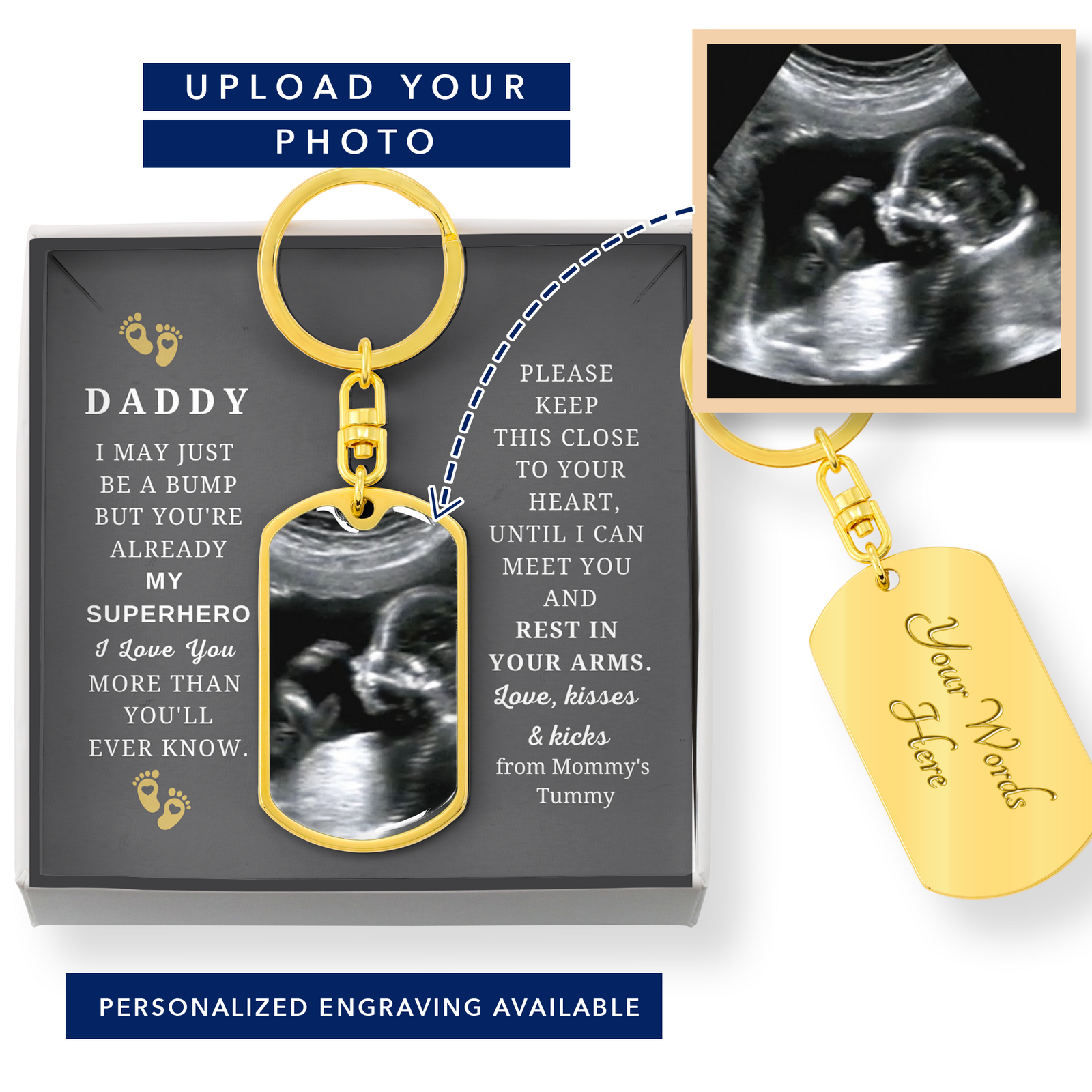 "Daddy to Be" My Superhero Luxury Keychain w. Engraving