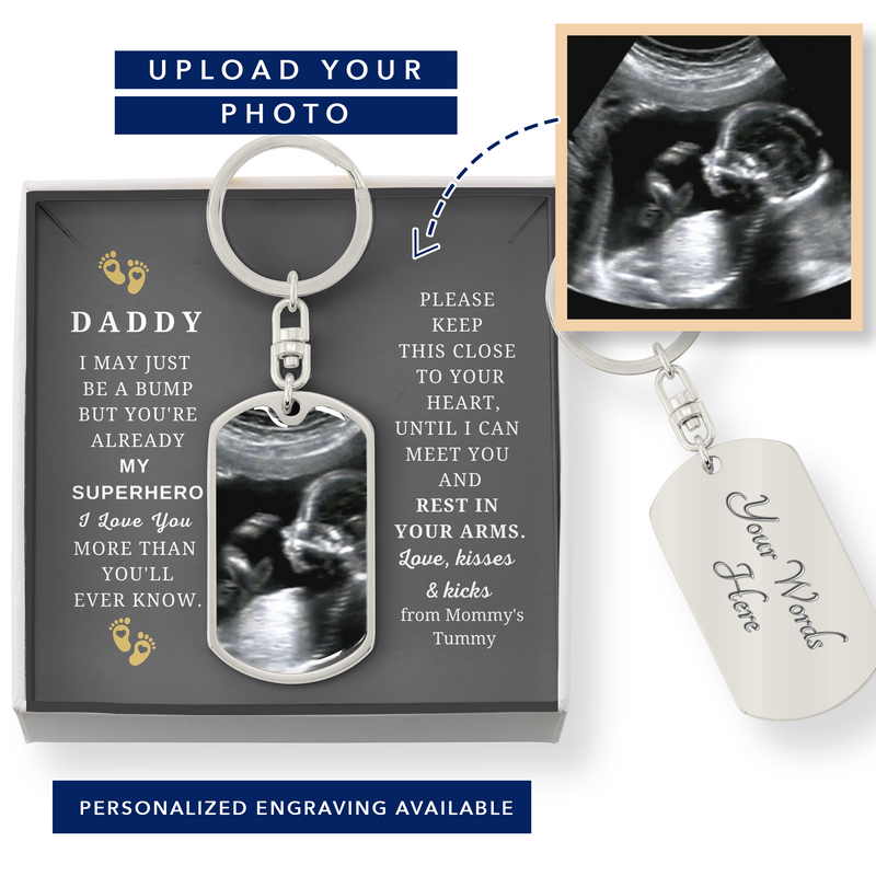 "Daddy to Be" My Superhero Luxury Keychain w. Engraving