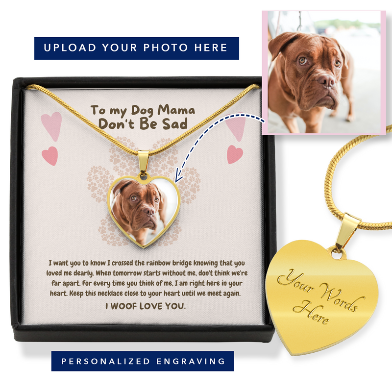 To My Dog Mama Dog Memorial Personalized Heart Necklace | Rainbow Bridge Pet Memorial Necklace | Pet Loss Gift | Dog keepsake remembrance | RIP dog