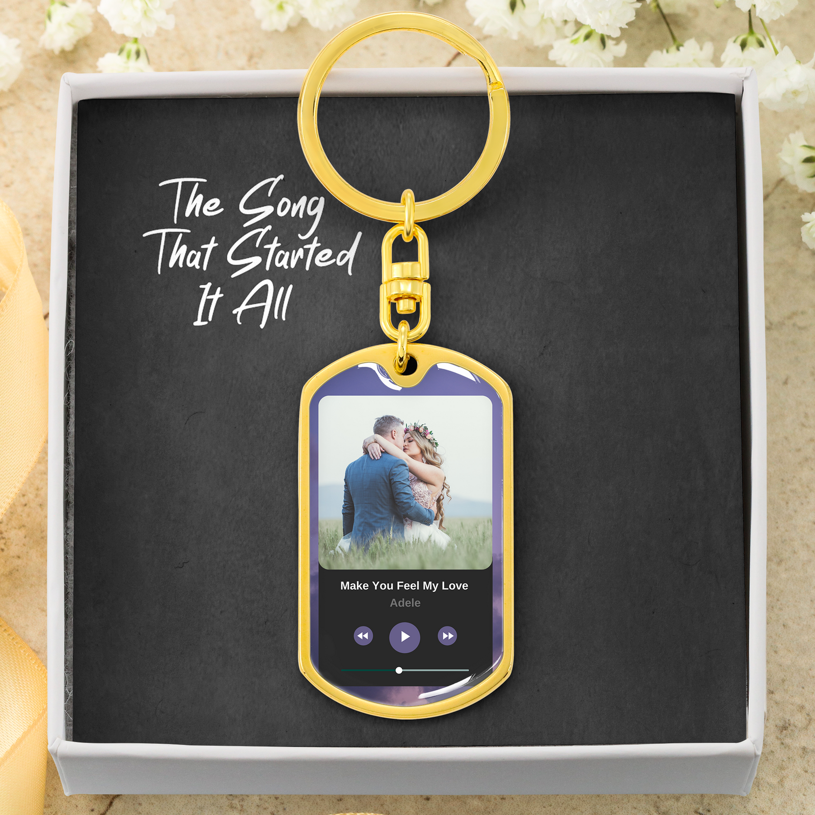 Custom Photo Song Keychain, Custom Photo Spotify Keychain, Personalized Album Cover Music Keychain, Photo Keychain Engraved