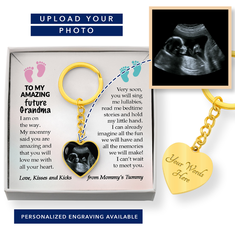 Personalized Grandma To Be Sonogram Keychain Gift,  First Time Grandma, New Grandma Gift from Baby Bump, Grandma To Be Baby Announcement