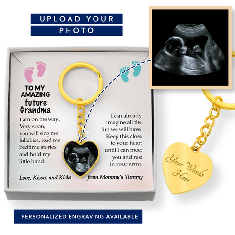 Personalized Grandma To Be Sonogram Keychain Gift, Baby Announcement Gift, New Grandma Gift from Baby Bump, First Time Grandma