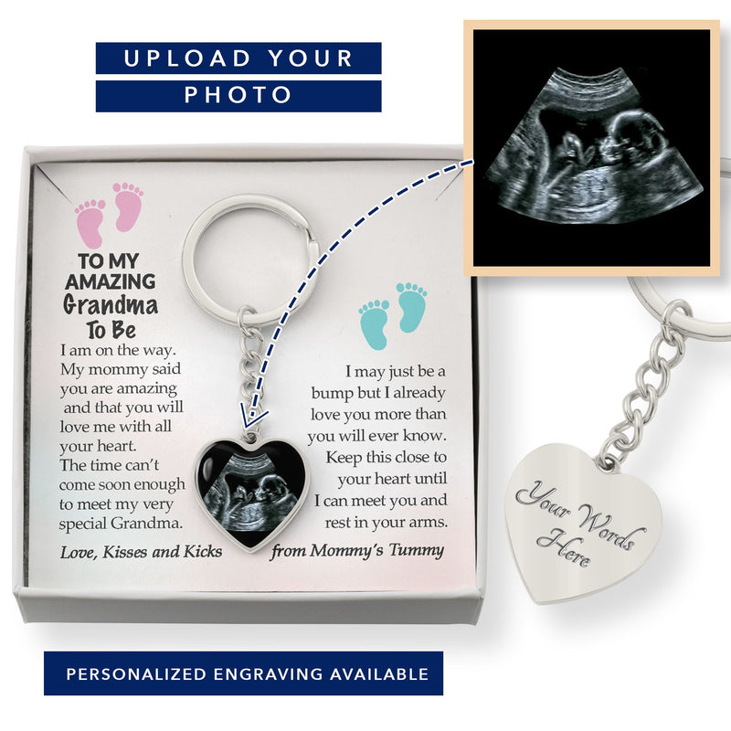 Personalized Grandma To Be Sonogram Keychain Gift,  First Time Grandma, New Grandma Gift from Baby Bump, Grandma To Be Baby Announcement