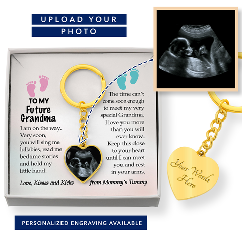 Personalized Grandma To Be Sonogram I am on the way Keychain Gift, New Grandma Gift from Baby Bump, Grandma To Be Baby Announcement, First Time Grandma