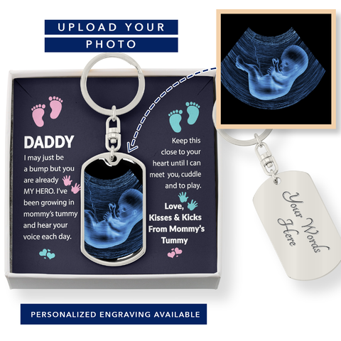 Daddy To Be Keepsake Gift From Baby Bump, Birthday Gift for New Dad, Pregnancy Scan Keychain, Sonogram Keychain for Daddy, Ultrasound Gift
