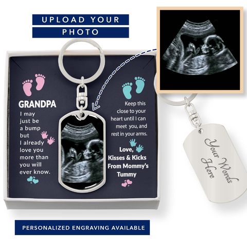 Grandpa To Be Keepsake Gift From Baby Bump, Birthday Gift for New Dad, Pregnancy Scan Keychain, Sonogram Keychain for Daddy, Ultrasound Gift