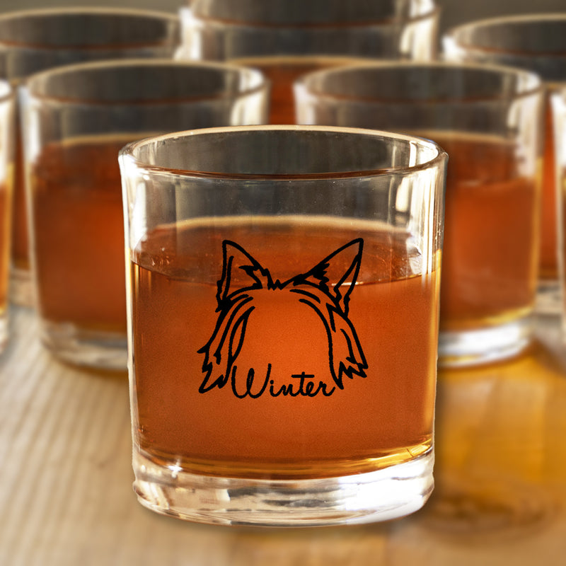 Custom Dog Ear Lowball Whiskey Glass, Dog Lover Gift Ideas, Gift for Dog Dad, Funny Pet Lover Gift for Men, Dog Mom Personalized Glass