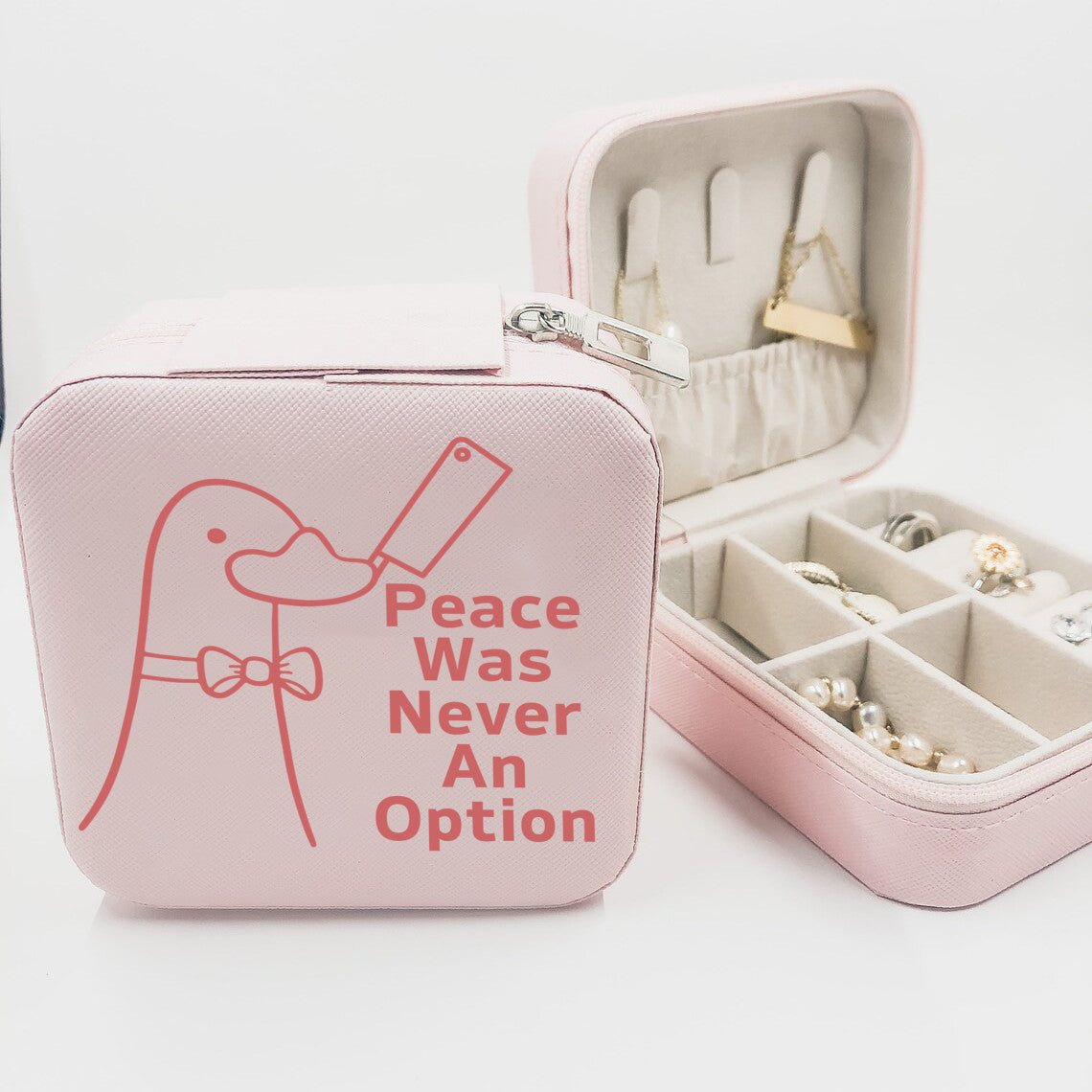 Peace Was Never an Option Jewelry Box, Funny Goose Gift for Her, Murder Duck, Cute Animal Meme Gift Ideas, Christmas Gift for Best Friend