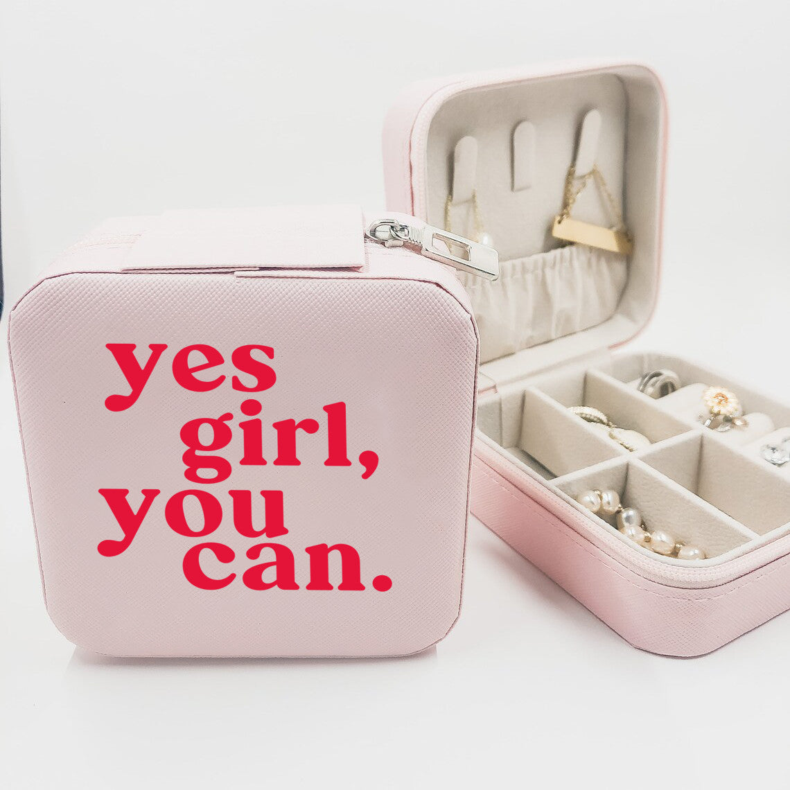 Yes Girl You Can Jewelry Box, Self Love Gift, Girl Power Gift for Her, Female Empowerment, Positive Affirmation Jewelry Storage Box