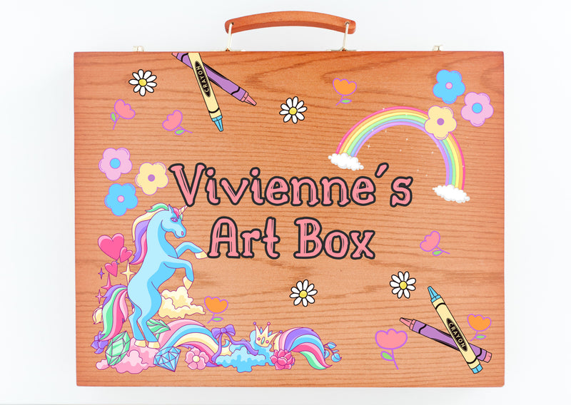 Personalized Unicorn Art Supply Box, Custom Name Art Activity Case, Girls Art Box, Kids School Supply Box, Cute Birthday Gift for Girls