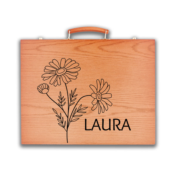 Personalized Birth Flower Name Art Supply Box, Custom Name Birthday Mo ...