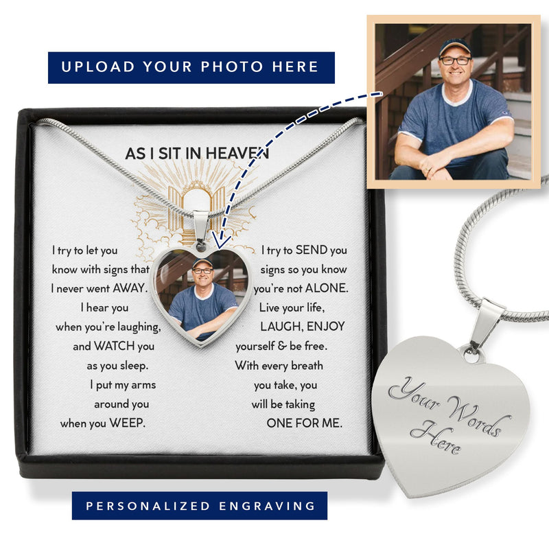 As I Sit In Heaven I Put My Arms Around You  | Husband Memorial Necklace | Loss of Husband Gift | Husband Loss Sympathy Gift