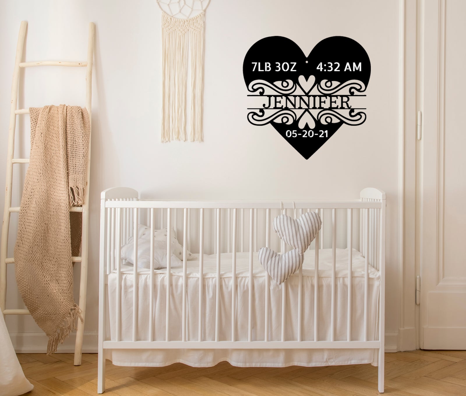 Nursery Newborn Name Monogram Metal Sign | Nursery Wall Art | Custom Name Crib Sign | Baby Name Sign | Nursery Decor
