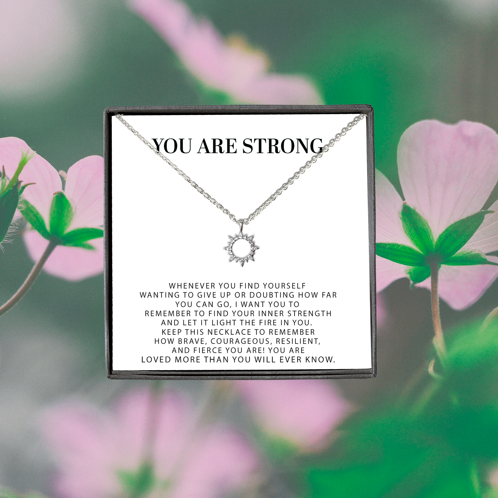 You Are Strong Motivational Minimalist Sun Pendant | Fire In You Dainty Sun Pendant Strength Necklace | Inspirational Sun Necklace | Encouragement Gift