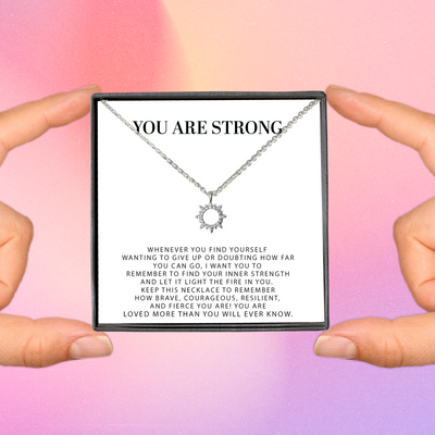 You Are Strong Motivational Minimalist Sun Pendant | Fire In You Dainty Sun Pendant Strength Necklace | Inspirational Sun Necklace | Encouragement Gift