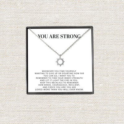 You Are Strong Motivational Minimalist Sun Pendant | Fire In You Dainty Sun Pendant Strength Necklace | Inspirational Sun Necklace | Encouragement Gift