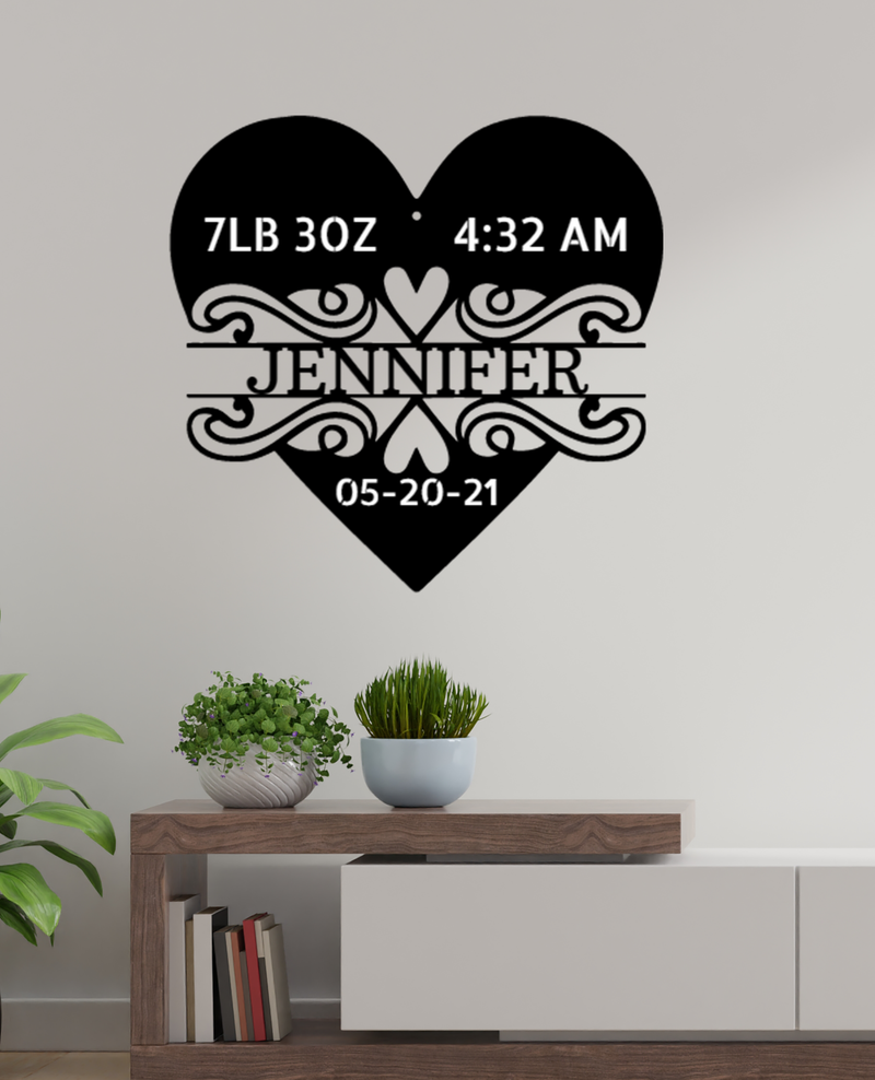 Nursery Newborn Name Monogram Metal Sign | Nursery Wall Art | Custom Name Crib Sign | Baby Name Sign | Nursery Decor